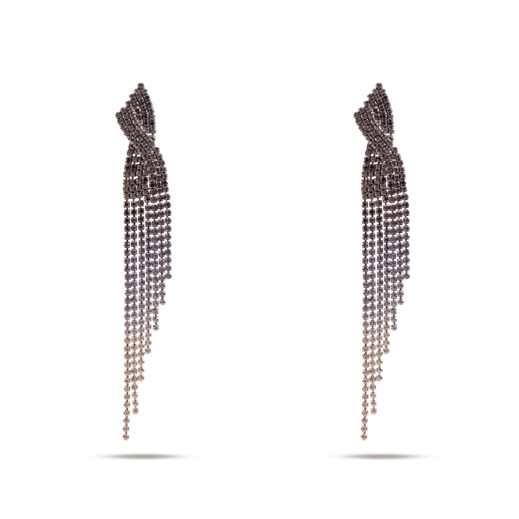 Midnight Twist Crystal Tassel Earrings