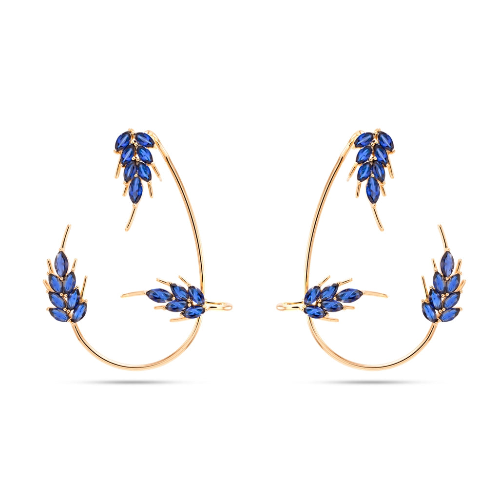 Sapphire Wheat Crystal Hoops