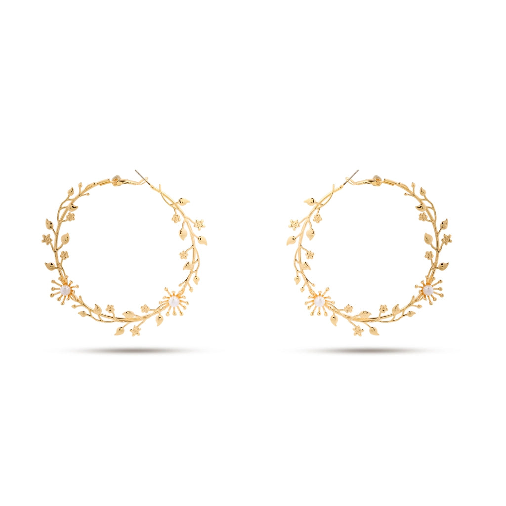 Aurelia Bloom Pearl Hoops Gold