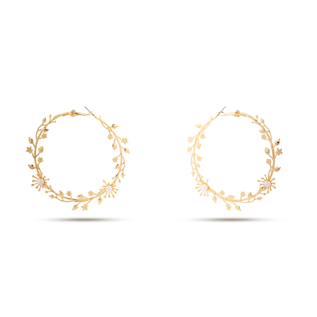 Aurelia Bloom Pearl Hoops Gold