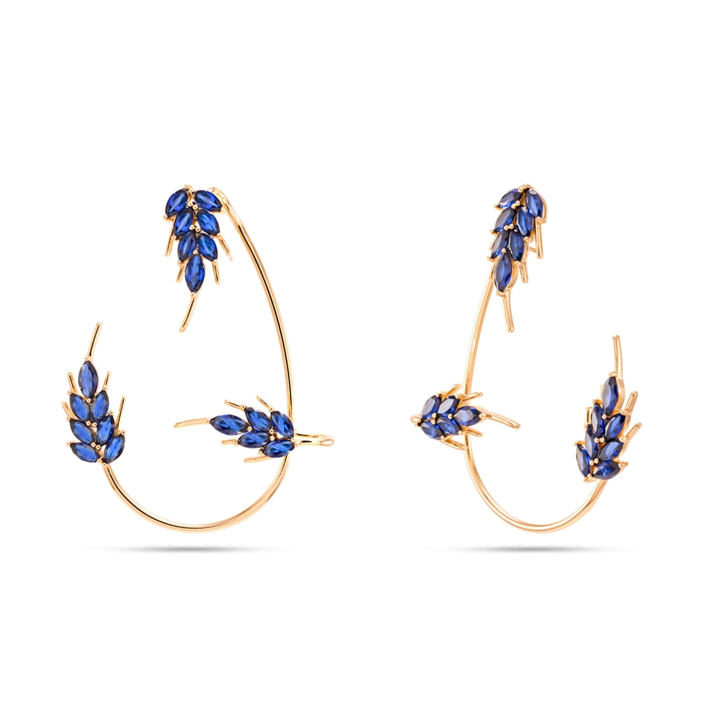 Sapphire Wheat Crystal Hoops