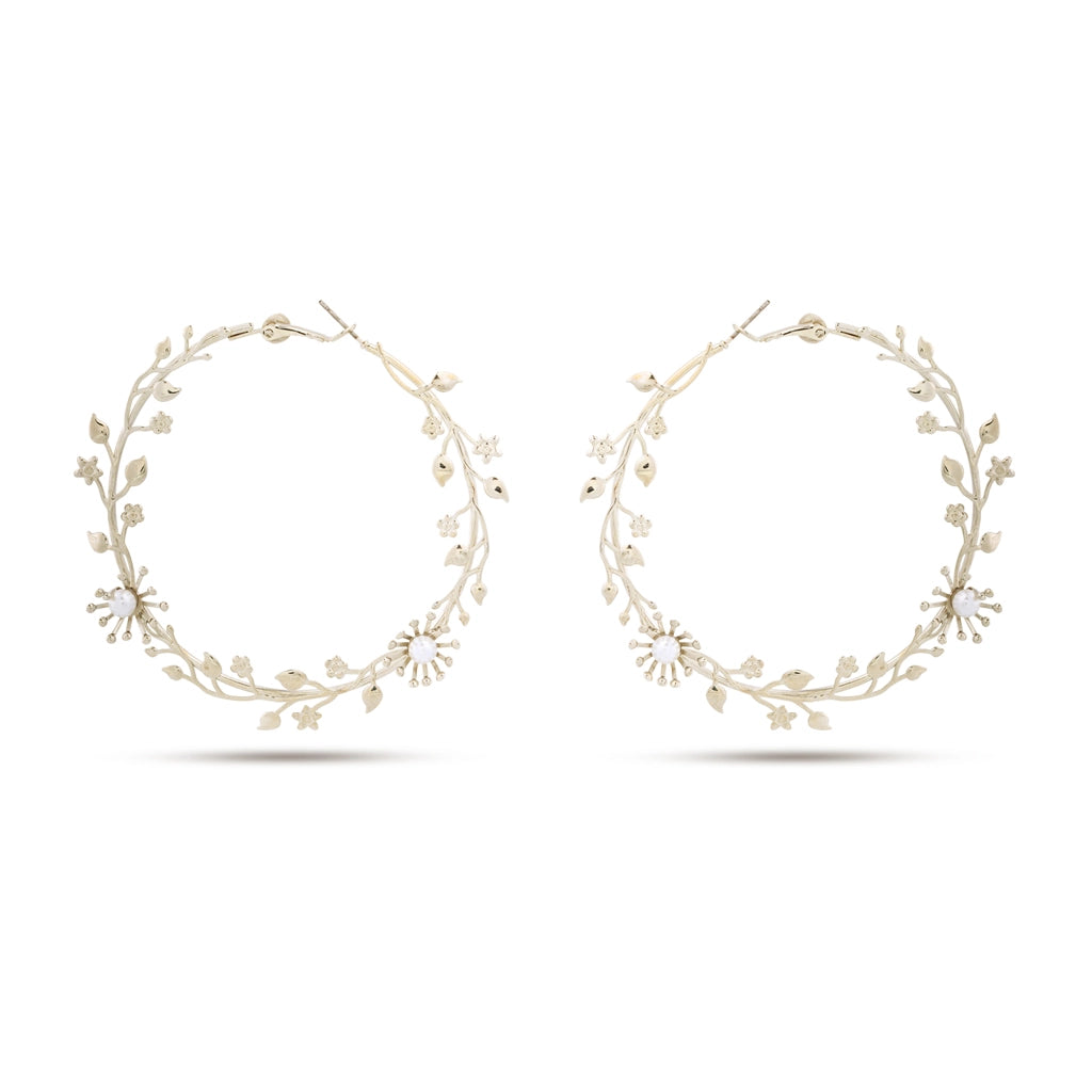 Aurelia Bloom Pearl Hoops Silver
