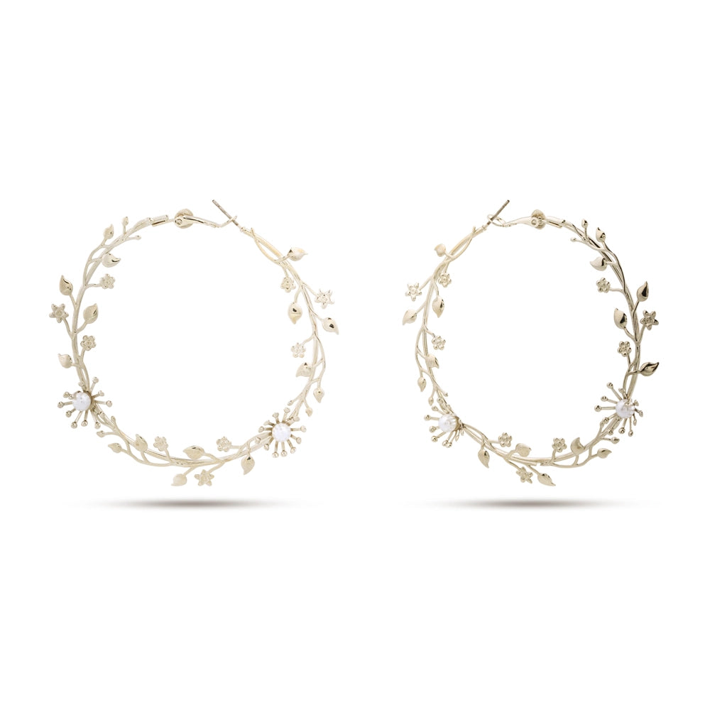 Aurelia Bloom Pearl Hoops Silver