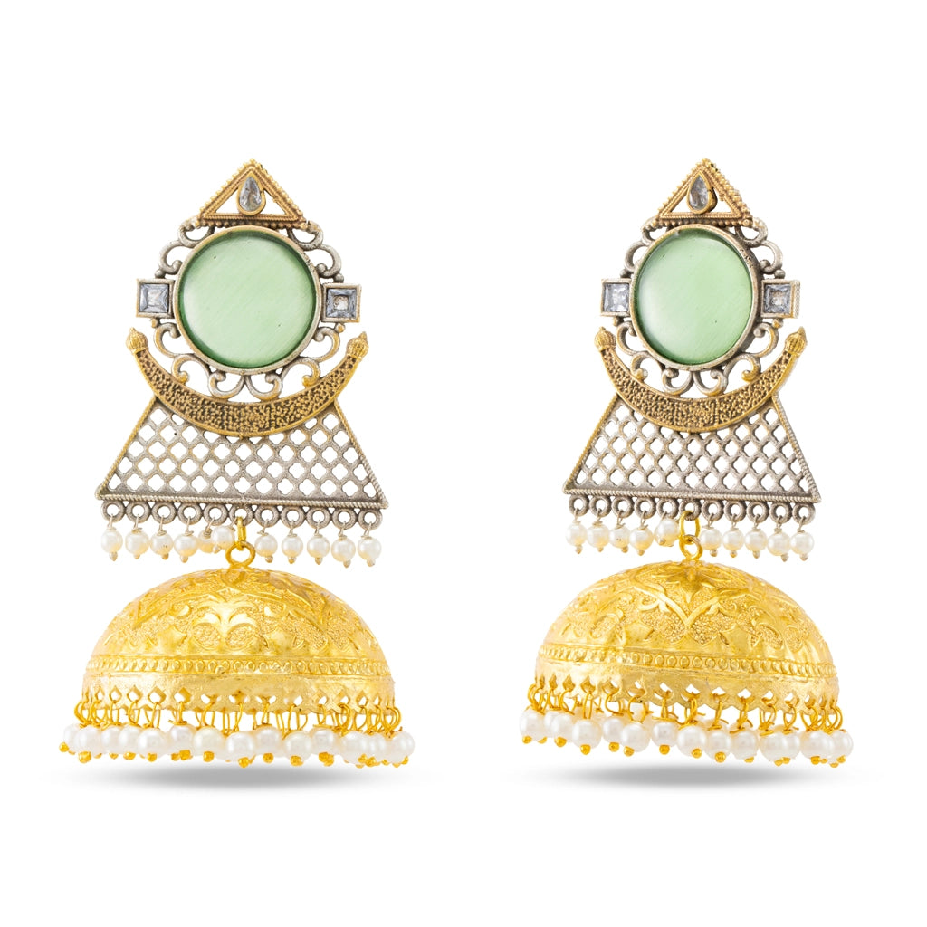 Jahan Azure Crest Jhumkas Green