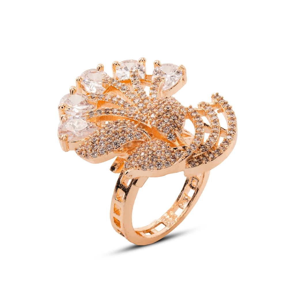 Luxe Peacock Feather Ring