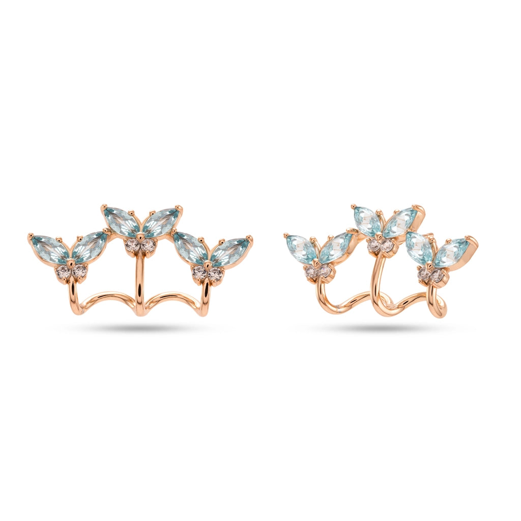 Sky Bloom Crystal Ear Climbers