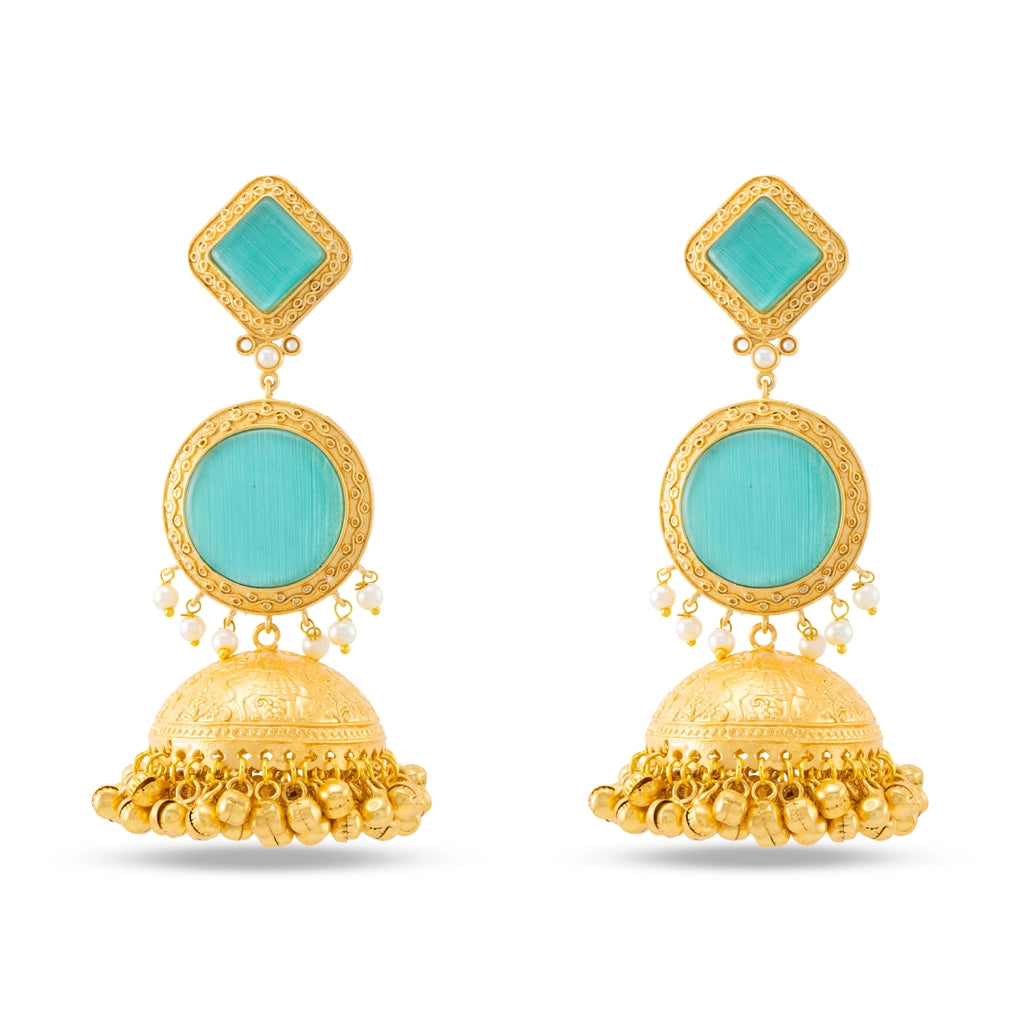 Blush Halo Jhumkas Green