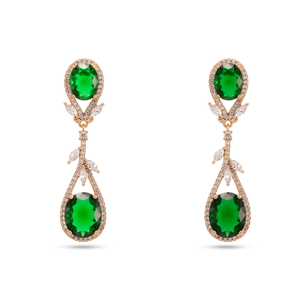 Emerald Teardrop Crystal Drop Earrings