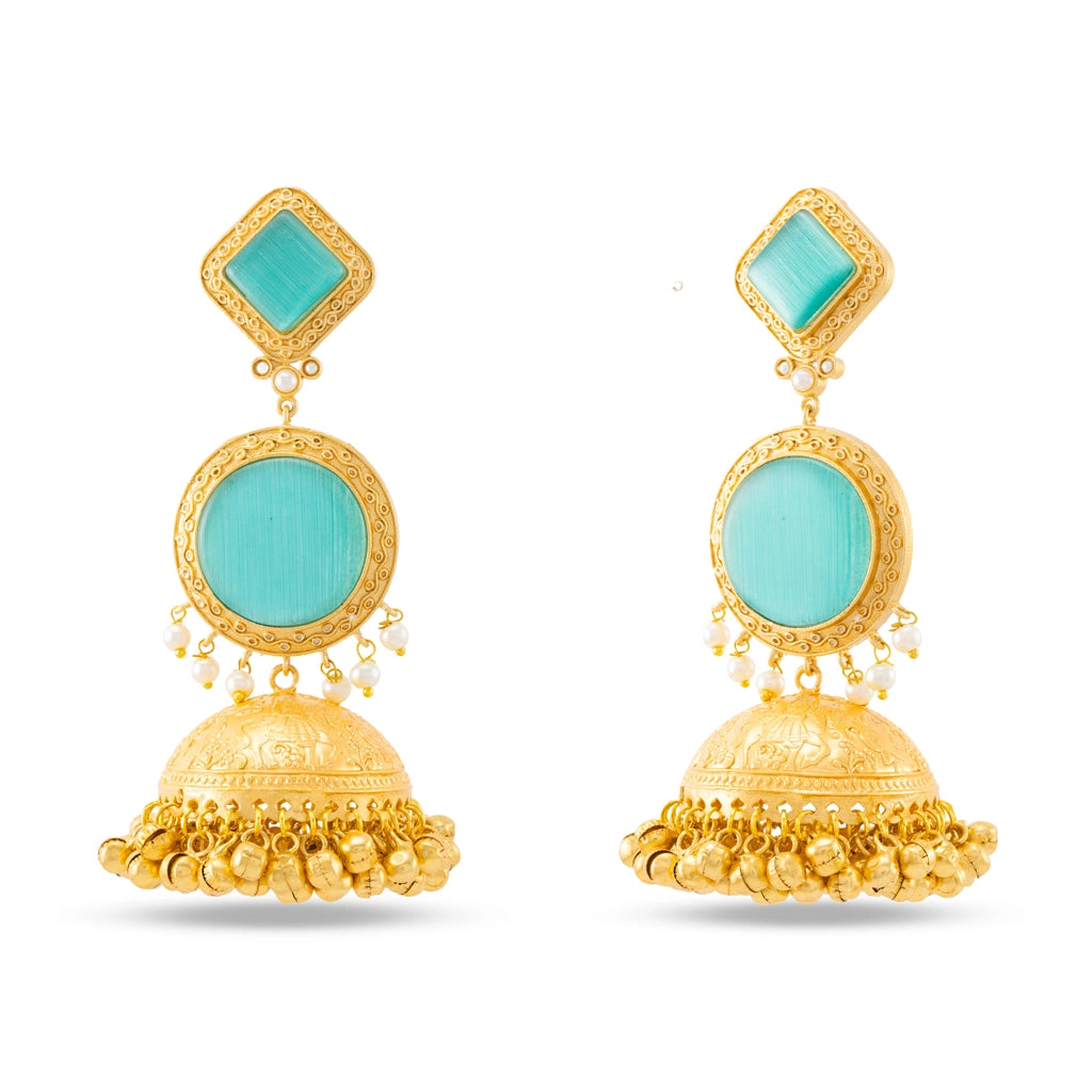 Blush Halo Jhumkas Green