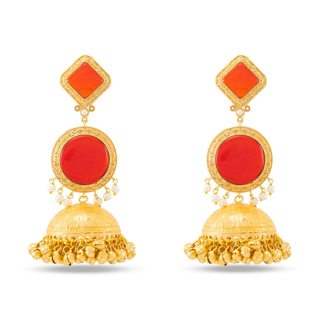 Blush Halo Jhumkas Red