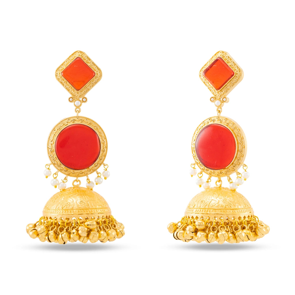 Blush Halo Jhumkas Red