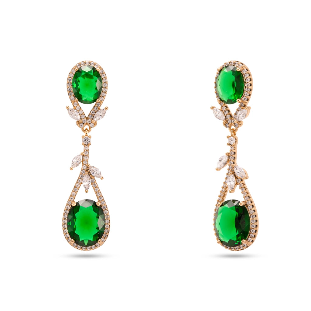 Emerald Teardrop Crystal Drop Earrings
