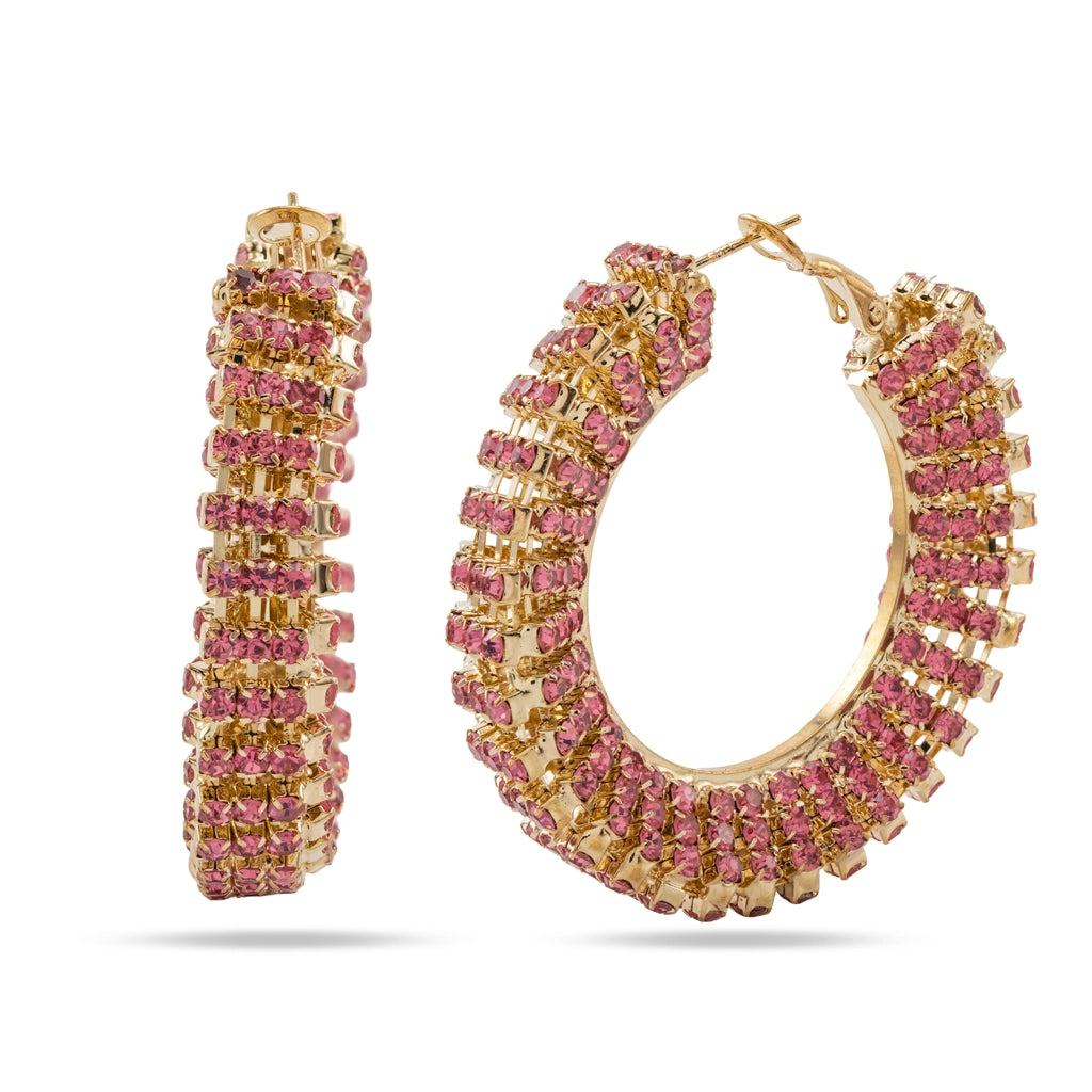 Aurora Glow Crystal Earrings Pink