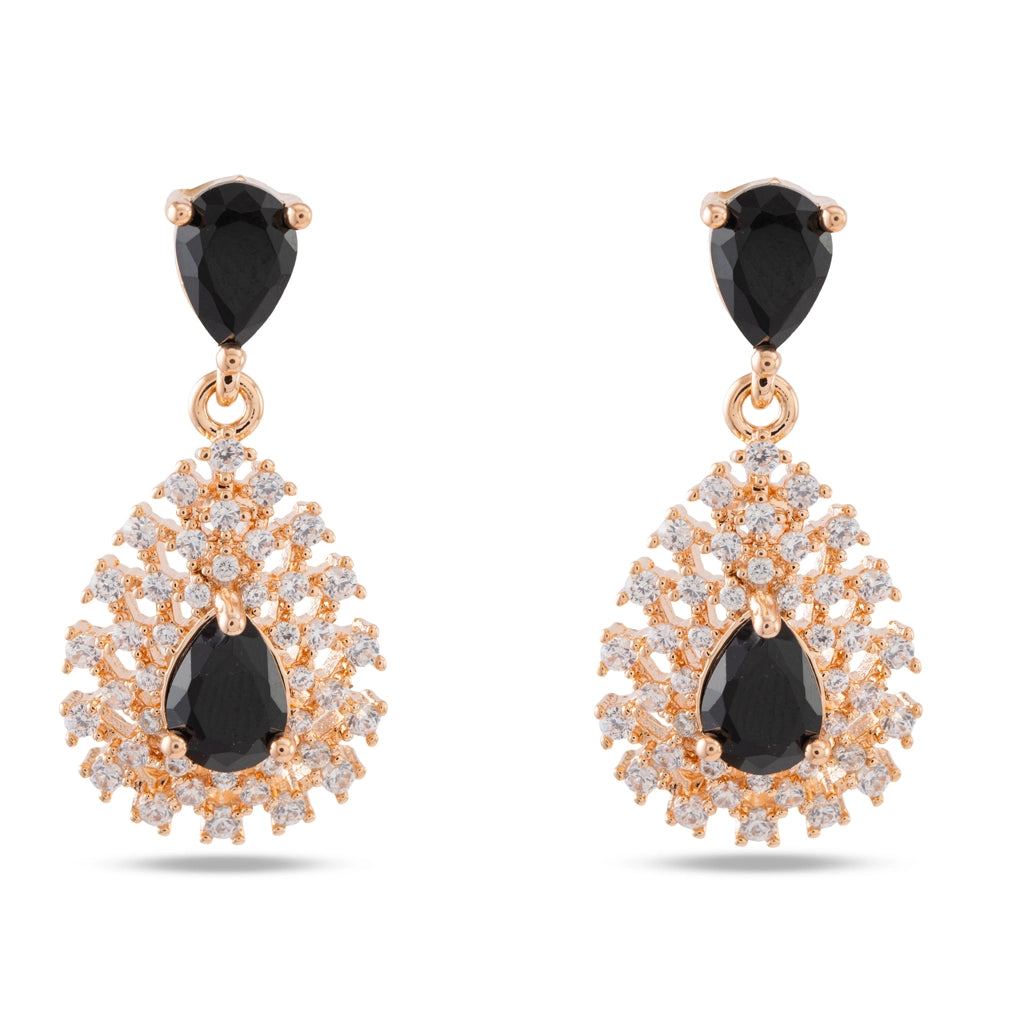 Noir Teardrop Diamond Danglers