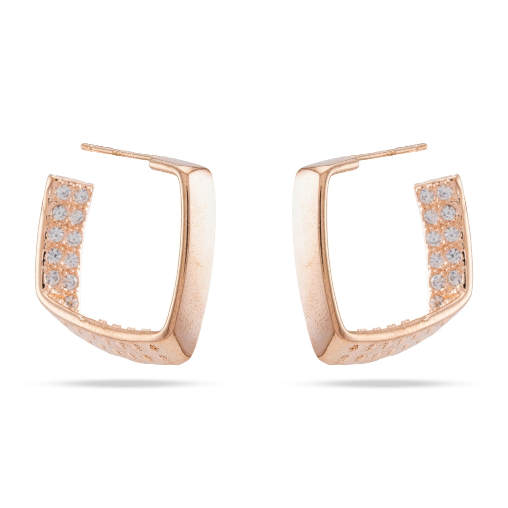 Edge Form Pave Hoop Earrings