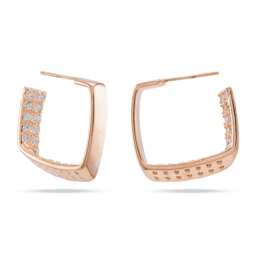 Edge Form Pave Hoop Earrings
