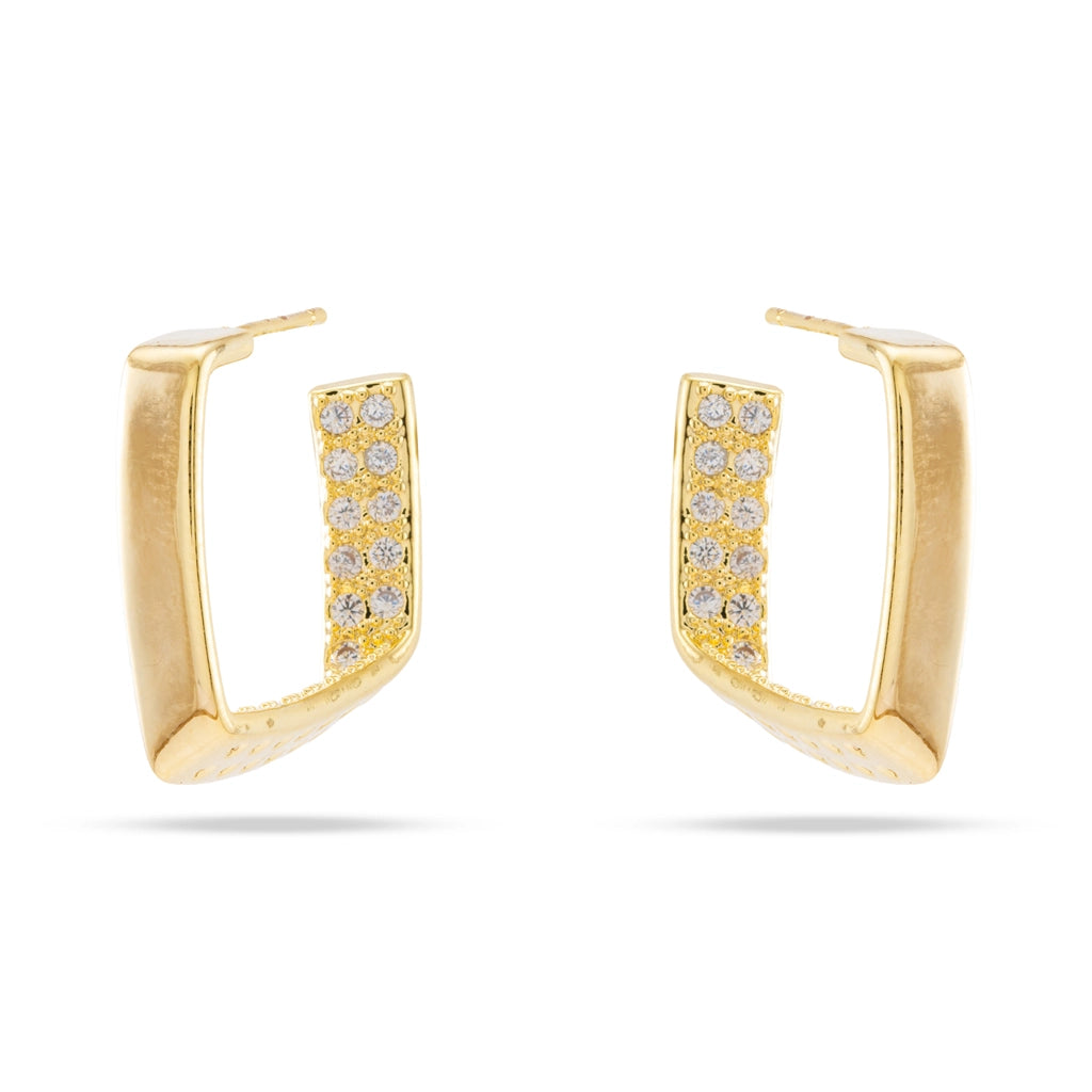 Gilded Edge Pave Hoop Earrings