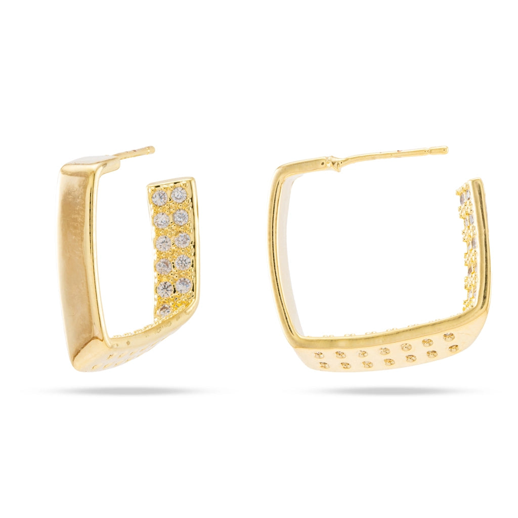 Gilded Edge Pave Hoop Earrings