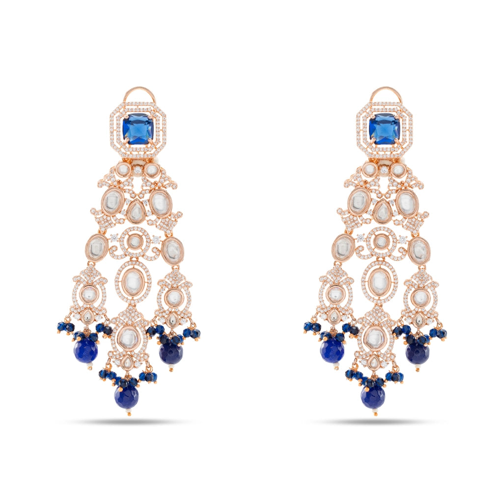 Blue Ruby Bloom Danglers