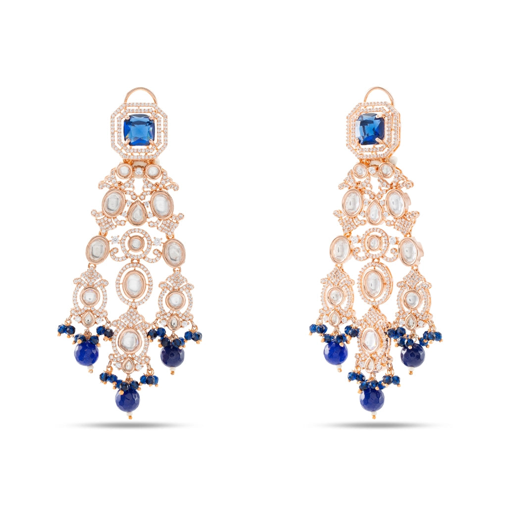 Blue Ruby Bloom Danglers