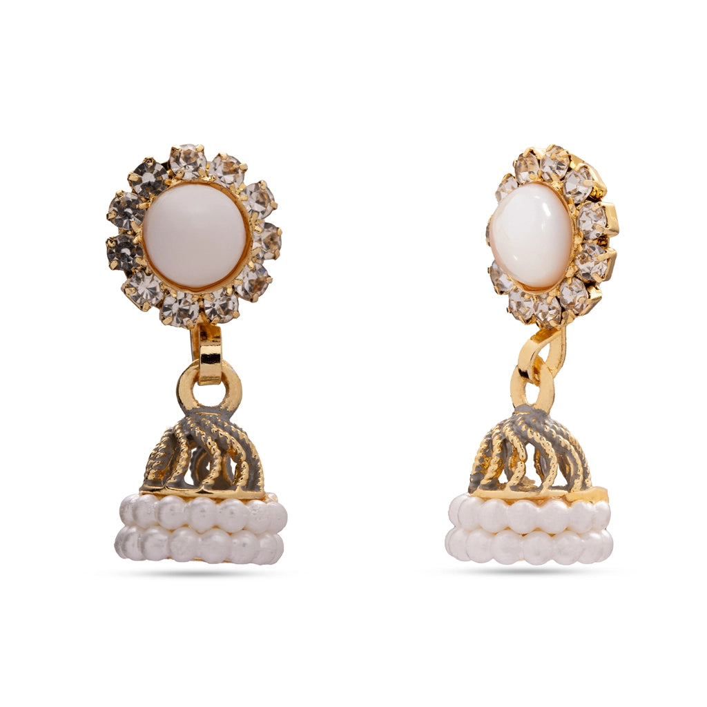 Luna Crystal Pearl Jhumkas