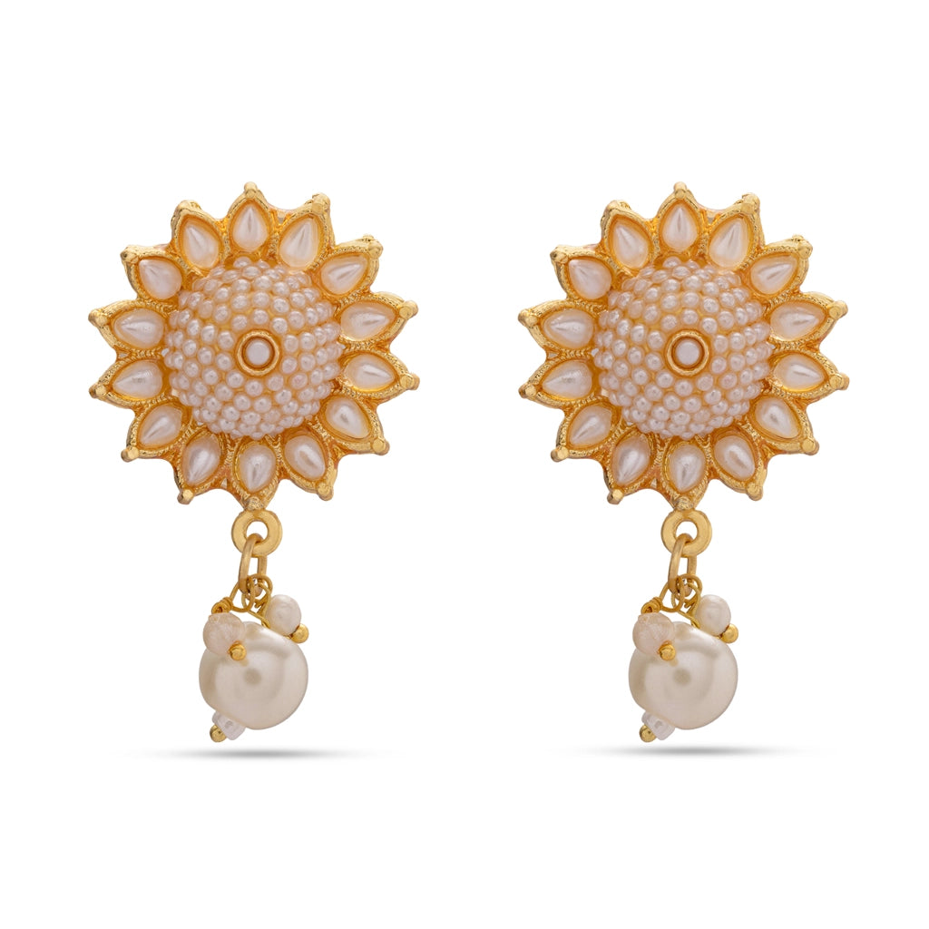 Sun Pearl Bloom Pendant Set Orange