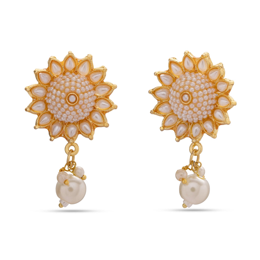 Sun Pearl Bloom Pendant Set Orange
