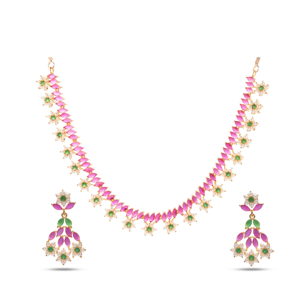 Rose Vanya Floral Necklace Set