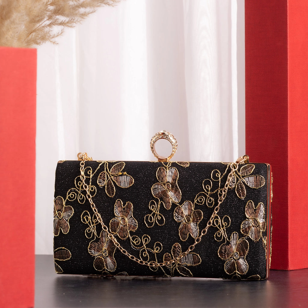 Noir Fleur Royale Clutch