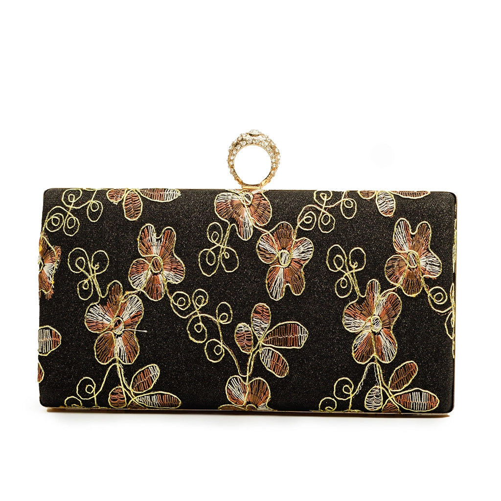 Noir Fleur Royale Clutch