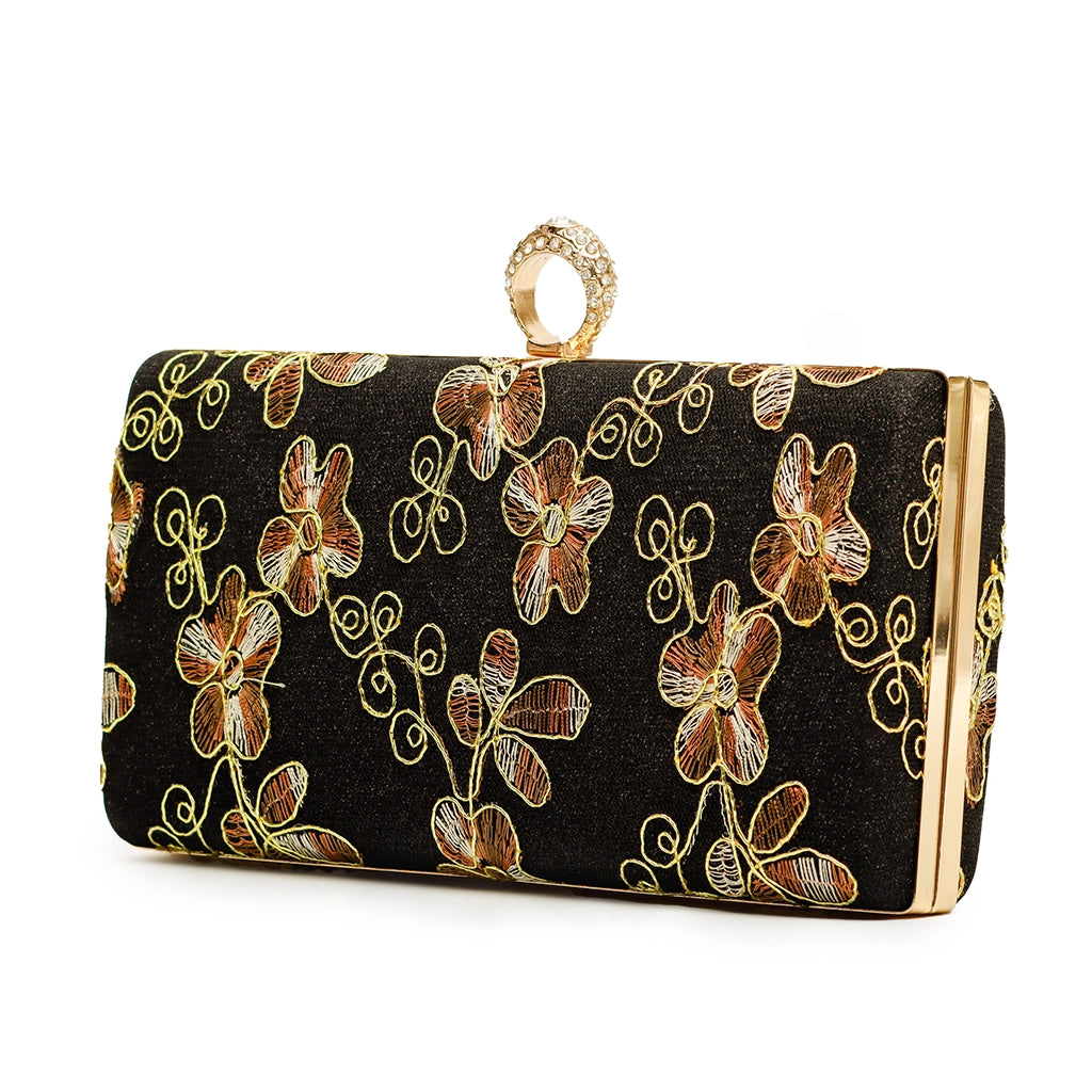 Noir Fleur Royale Clutch