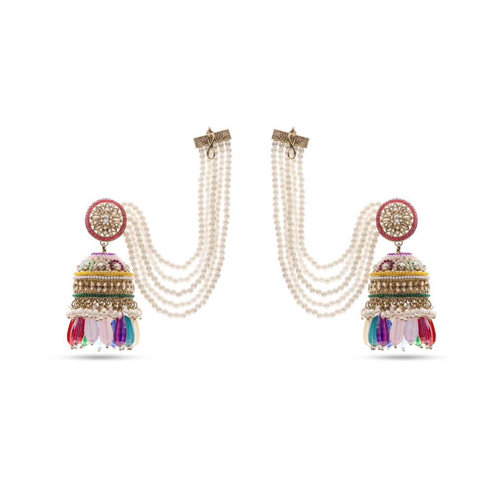 Noor Pearl Sahara Jhumkas
