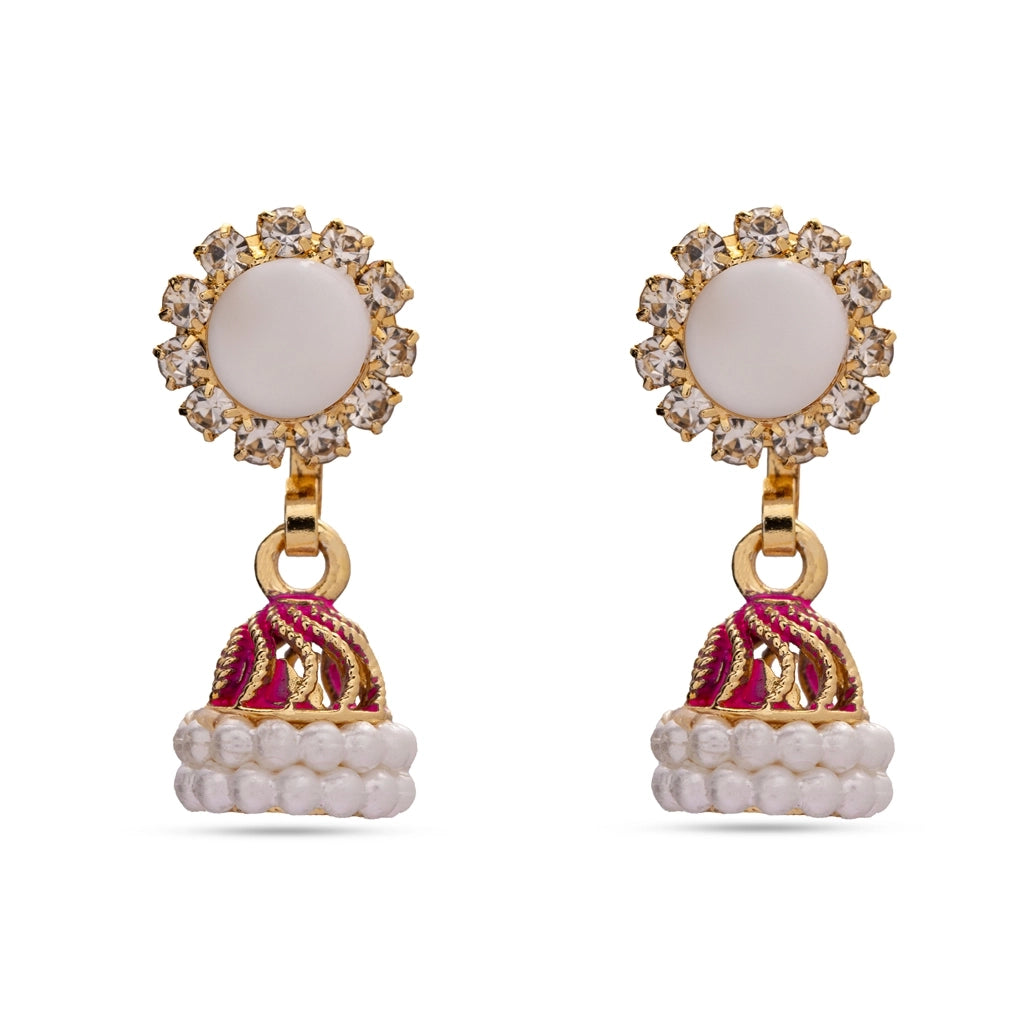 Aaina Aura Ruby Pearl Jhumkas