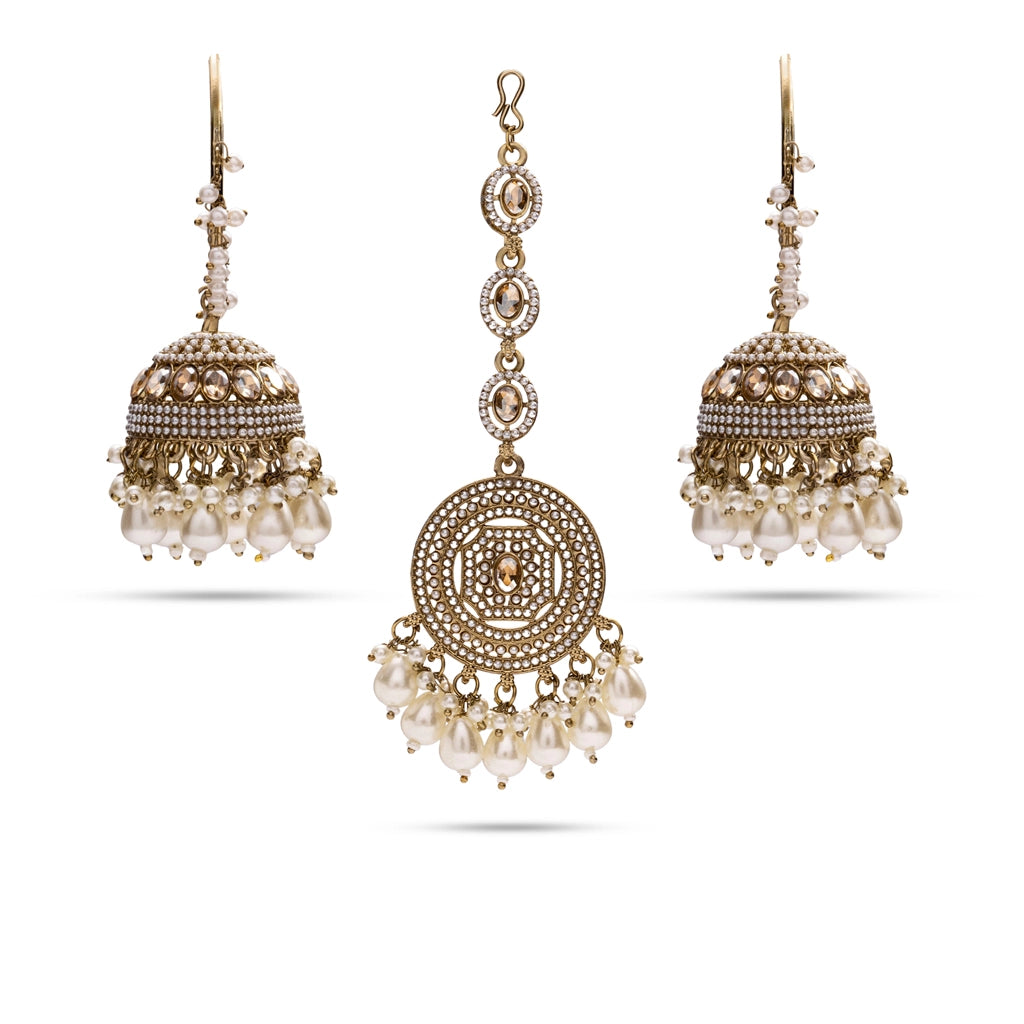 Pearl Royale Jhumka Set
